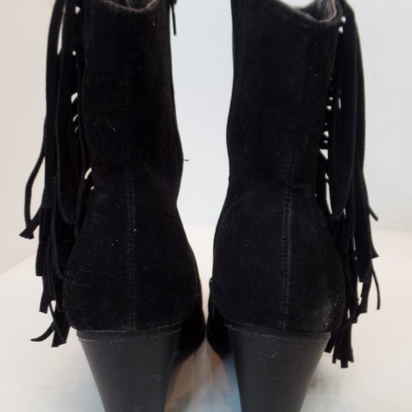 Unbranded Fringe Black Pleather Boots Studded Accents Sz 9 Model Kimbery-6 - Picture 5 of 12